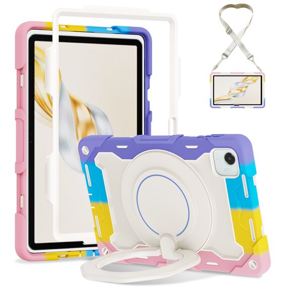 FJLBDE Case for Honor Pad X9a/X9 Pro 11.5 Inch with 360 Kickstand, Shoulder Strap Carrying Protective Cover, Multicolor Pink
