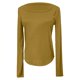 thumbnail image 4 of MHFRRA Camiseta Básica de Punto Acanalado para Mujer, Cuello Cuadrado, Manga Larga, Moda de Otoño, Informal, Elástica, Cómoda, para Niñas y Adolescentes Oro, 4 of 4