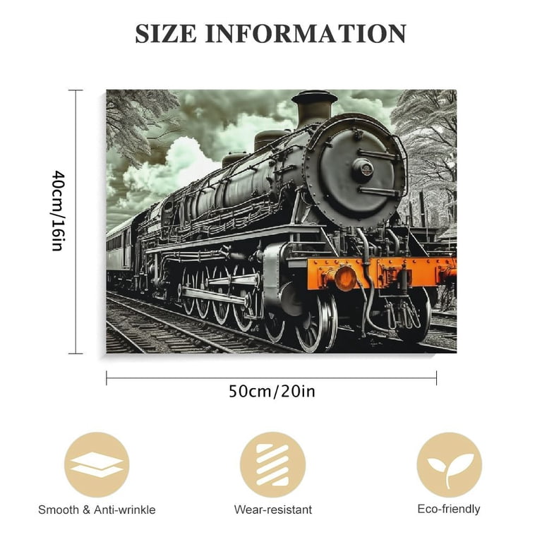 COMIO Vintage Black and Orange Steam Train Locomotive Canvas Wall