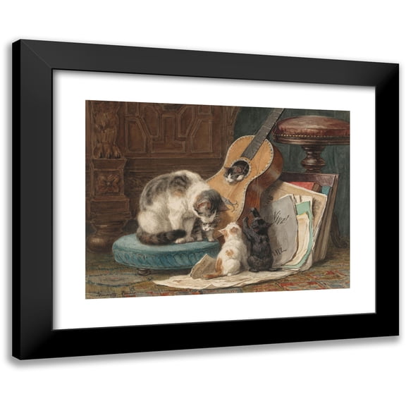 Henriëtte Ronner-Knip 14x12 Black Modern Framed Museum Art Print Titled - The Musicians (C. 1876 - C. 1877)