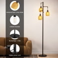 thumbnail image 6 of Sunmory 68.5" 3-Light Industrial Dimmable Black Floor Lamp with Rattan Drum Shades, 6 of 9