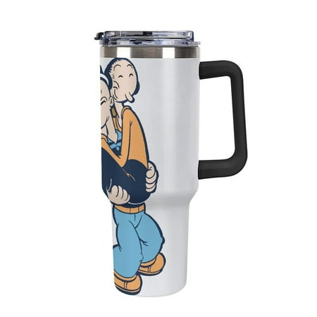 

Pope_ye The Sailo_r Anime Tumbler with Handle Double Wall Stainless Steel Coffee Tumbler with Lid And Straw Leakproof Vacuum Insulated Water Bottle for Car Cold & Hot Drinks 40oz