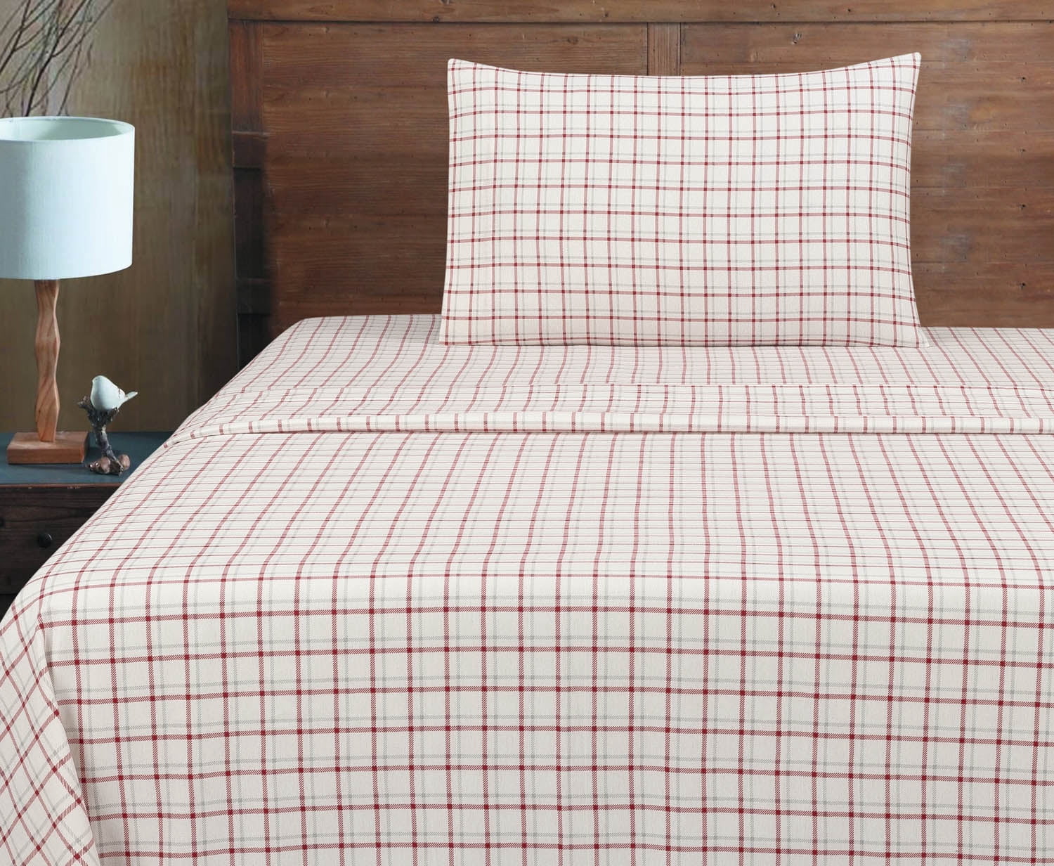 Mainstays 3-Piece Flannel Sheet Set, Red Plaid, Twin
