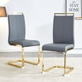 thumbnail image 3 of TesNus Dining Chairs Set of 2 Dark Gray PU Leather Golden C-Shaped 39.4 Inch for Kitchen, 3 of 9