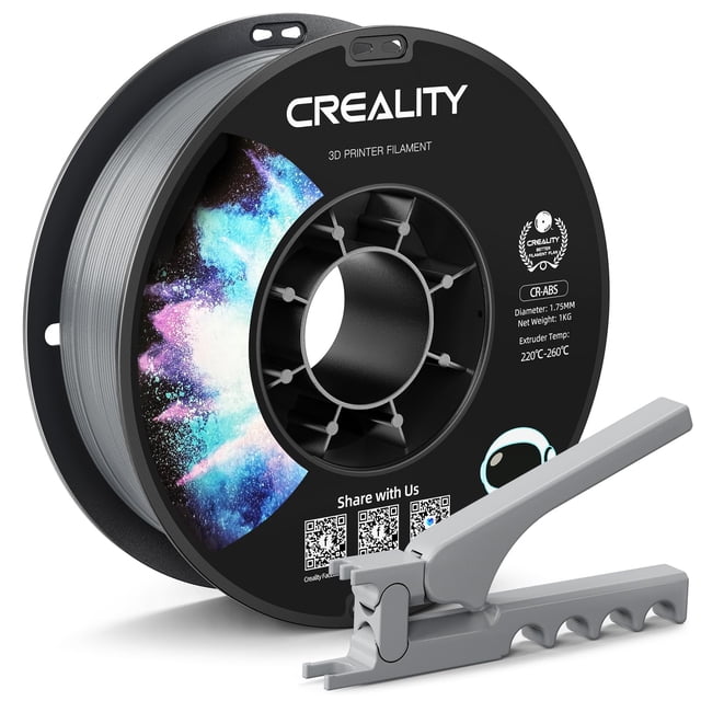 Filamento para impresora 3D Creality CR-ABS de 1,75 mm, color gris, 1 kg