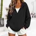 thumbnail image 5 of HOSIA Quarter Zip Hoodie for Women Plain Winter Boho Loose Tunic Sweatshirt Hooded Sweatshirts Fall Loose Fit Cute Comfy Oversized Casual Fashion Fashion Track Jacket with Pockets Black S, 5 of 9