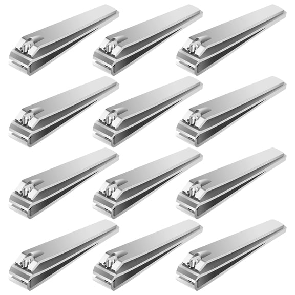 12 Pcs Large Stainless Steel Toenails Clippers with Straight Edge Ergonomic Nail Cutter Portable Nail Clipper for Men Women Thick Toenails Silver