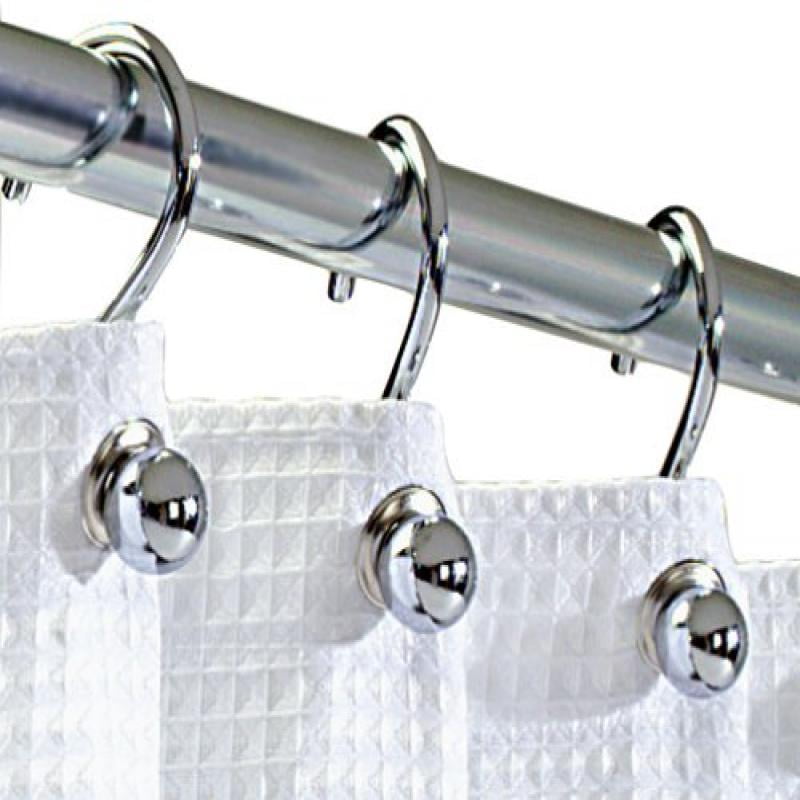 12-pk. Silver CHROME finish rings S hook Shower Curtain Hooks