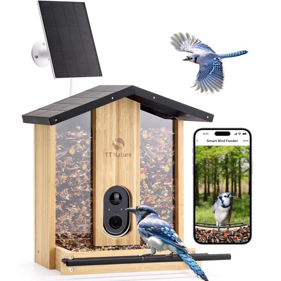 TT Nature  Bird Feeder with Camera - Smart AI Recognition, Live Streaming, Motion Alerts, Cloud Storage, Birdwatching Gift for Nature Lovers