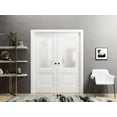 thumbnail image 5 of Sliding French Double Pocket Doors 48 x 80 inches | Lucia 8822 White Silk with Frosted Glass | Kit Trims Rail Hardware | Solid Wood Interior Bedroom Sturdy Doors, 5 of 6