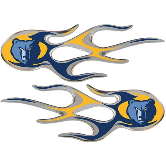 Mmephis Grizzlies 2-pack Drip Molded Plastic Raised Flame Flames Decal Emblem Sticker Basketball