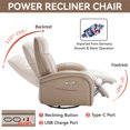 thumbnail image 3 of Aukfa Leatheraire Power Recliner Swivel Glider for Nursery with USB Charge Lumbar Support, Brown, 3 of 9
