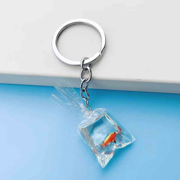 xaoyunyn Adorable Goldfish Keychain Accessory,Lifelike Resin Fish in Water Bag Design for DIY,Keyring,Purse,Car and Backpack Ornaments,Gift