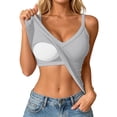 thumbnail image 2 of Junboys Built-in Bra Tank Tops for Women - V-Neck Sleeveless Padded Camisole with Removable Cups, Basic Tank with Support for Inner and Outer Wear,Gray XL, 2 of 8