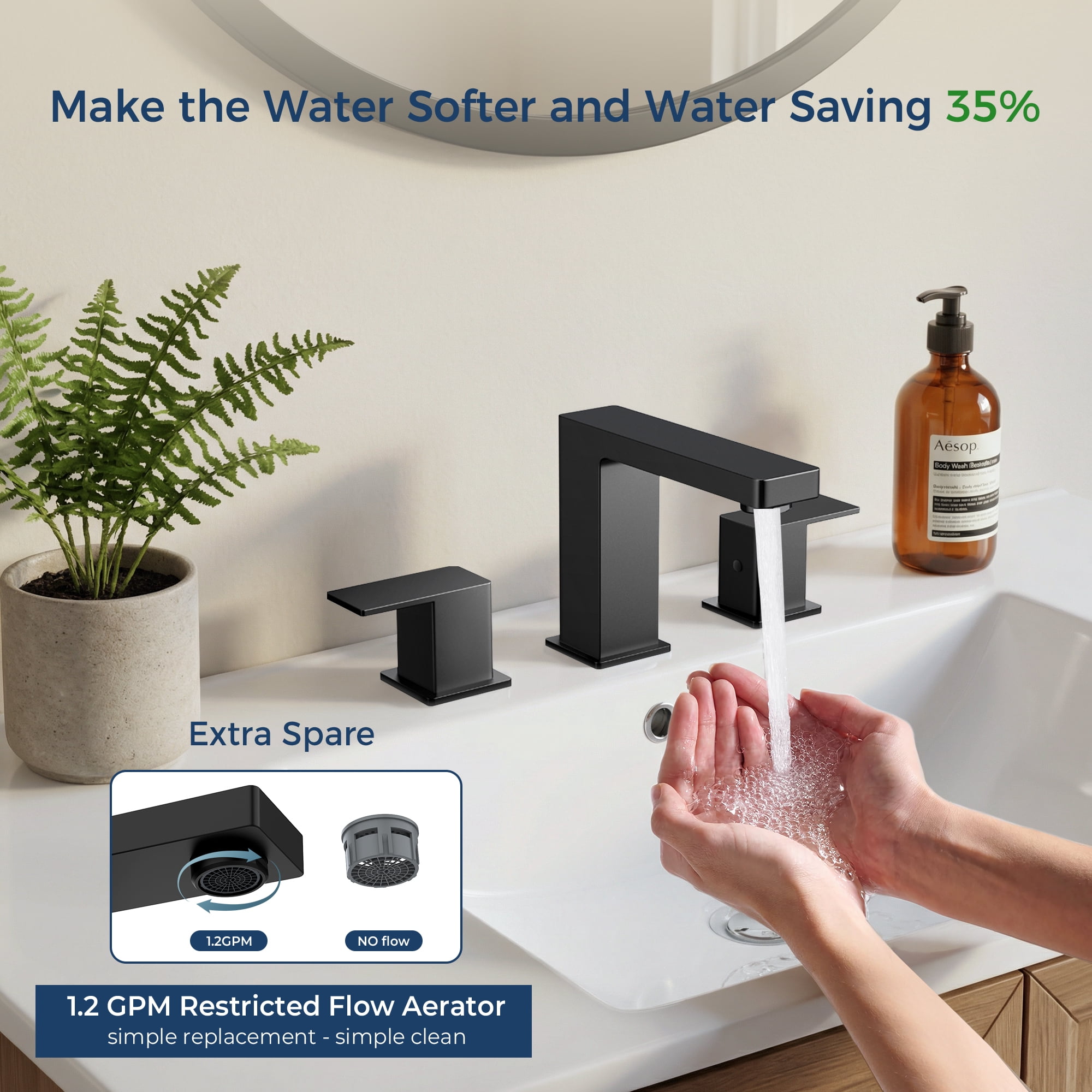 TVOFEK Bathroom Faucet 3 Hole, Black Bathroom Sink Faucets 8 inch Widespread with Metal Pop up Drain and cUPC Hoses for Lavatory Vanity Restroom RV