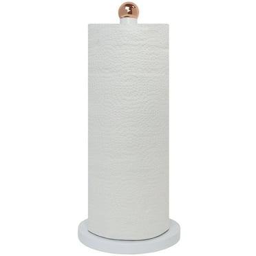 Blue Donuts Grove Free Standing Paper Towel Holder with Weighted Padded Base, White, 13.5"