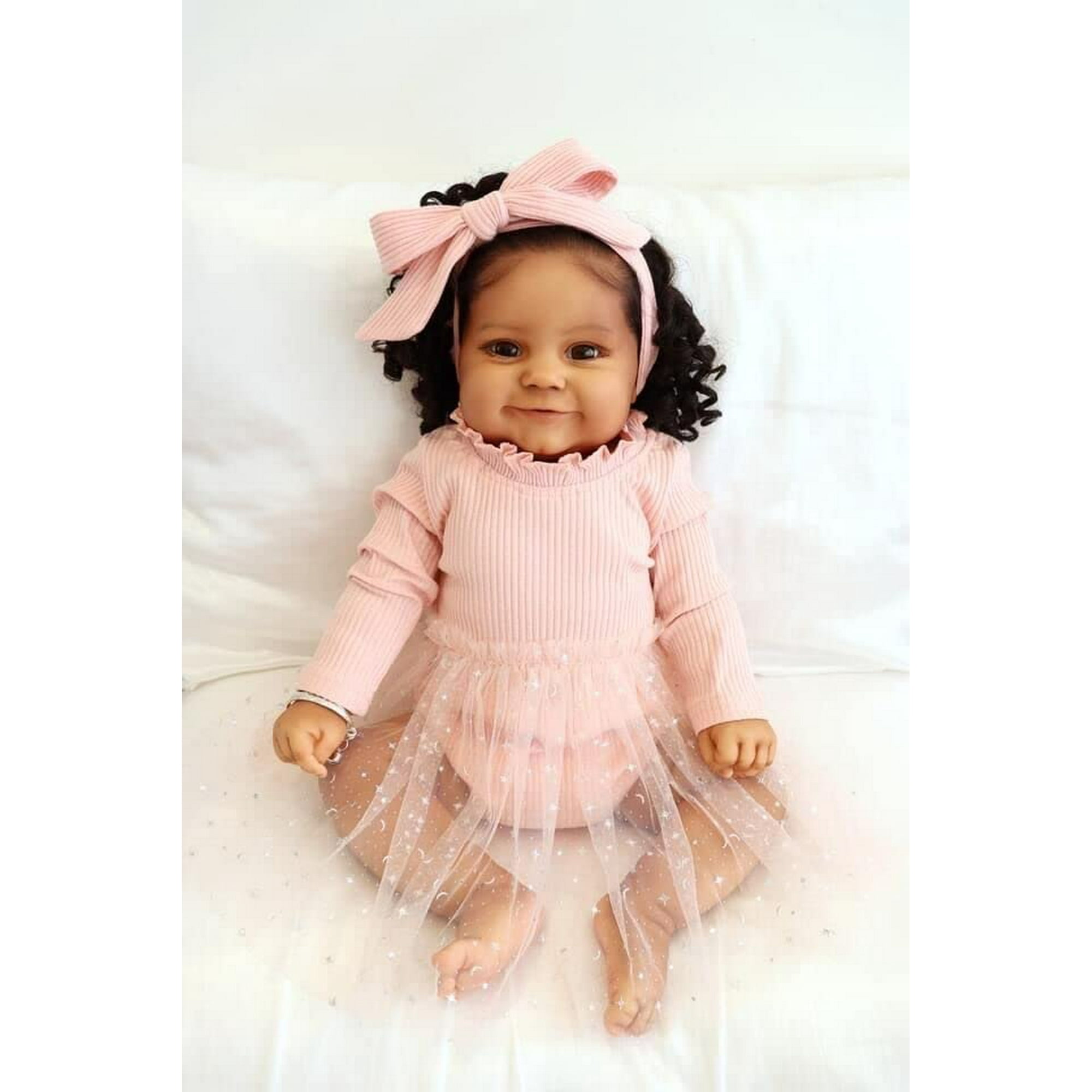 Zero Pam Black 24 Inch Realistic Lifelike Biracial Newborn Silicone Baby Doll Soft African American Toddler Dolls with Cloth Body Walmart