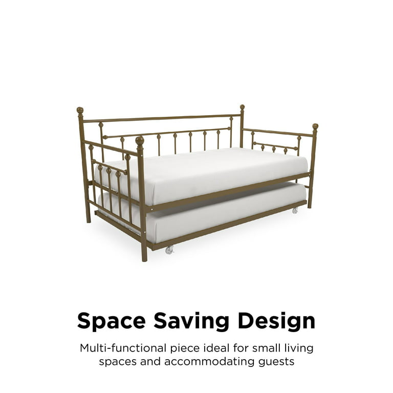 DHP Manila Metal Daybed and Trundle, Twin/Twin Size, Gold
