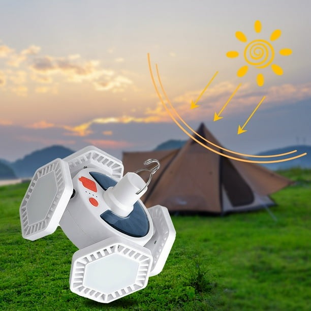 Luz solar USB para acampar con control remoto: lámpara colgante para tienda de campaña, ideal para acampar, hacer senderismo, apagones, huracanes y emergencias de carga de teléfono móvil.