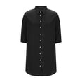 thumbnail image 4 of Purcolt Oversized Shirt Dress for Women, Plus Size Casual Button Down 3/4 Rolled-Up Sleeve Collared Loose Fit Flowy Maxi Long Dress, 4 of 6