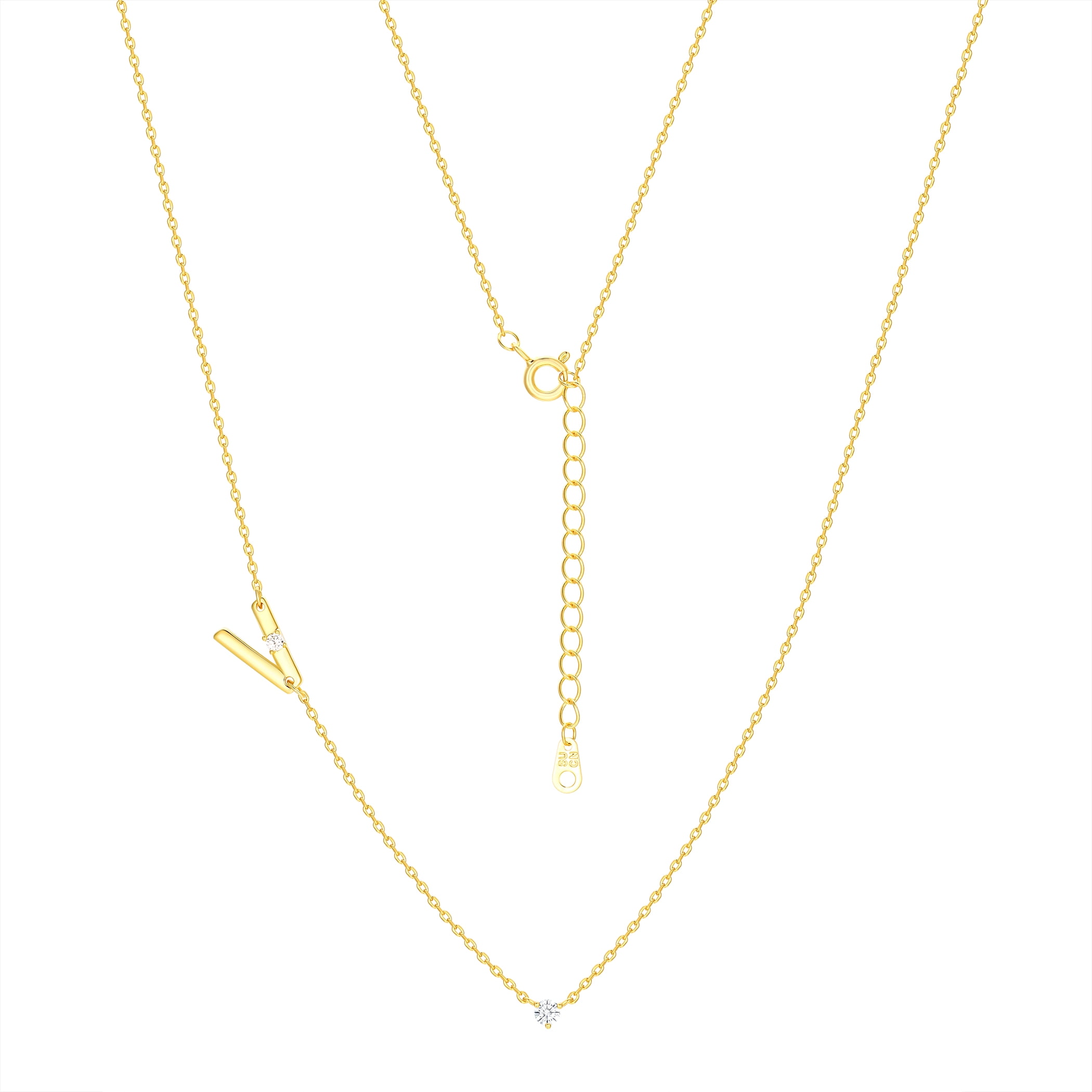 Believe by Brilliance V Triple Chain Initial Necklace Set in 14KT Gold Flash Plated Brass
