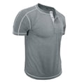 thumbnail image 3 of Dpytoraw Men's Round Neck Short Sleeve Half Sleeve Base Top Men's Half Sleeve Fashion Color Contrast T Shirt Men’s Slim Fit Cotton Crew Neck T-Shirts Grey L, 3 of 5