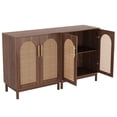 thumbnail image 1 of Fnova 59" Cabinet, Rattan Sideboard Buffet Storage Cabinet with 4 Doors & Adjustable Shelves, Farmhouse Kitchen Buffet Table, Accent Cabinet for Living Room, Dining Room, Entryway, 1 of 10