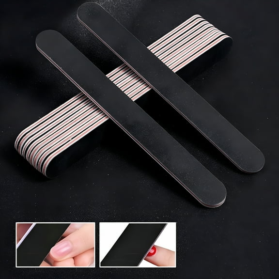 RAGUPEL 10Pcs Emery Board Large Area Wide Application Sandpaper Black Sand Red Heart Nail File for Salon