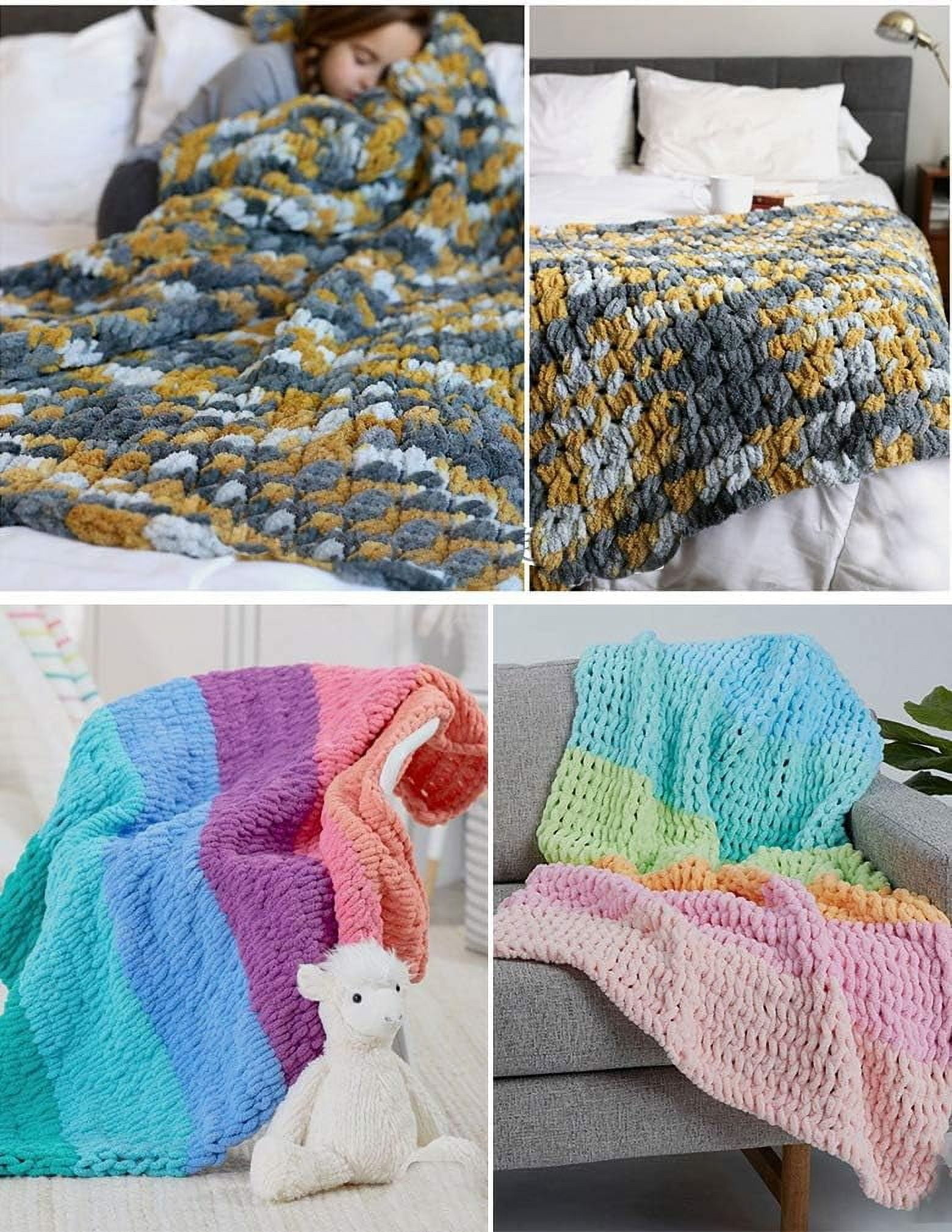 Minzimin 6 Skeins - Total 600g Fun Finger Loops Yarn - Jumbo Polyester Yarn - No Need Hook or Needles Loop Yarn