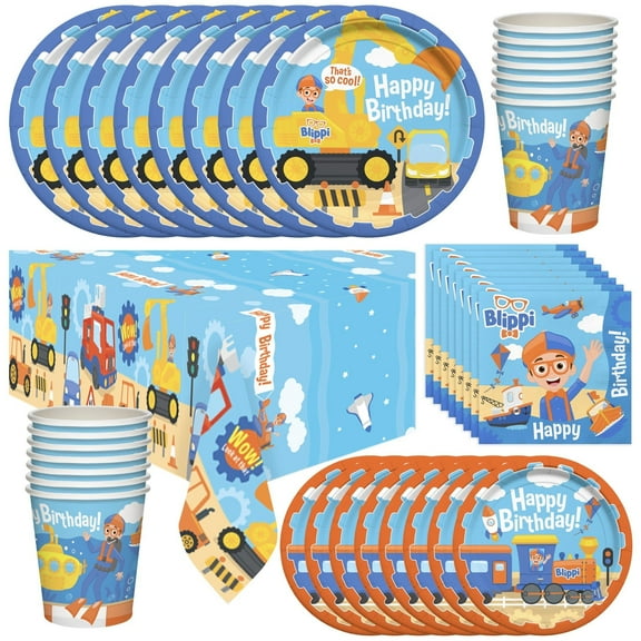 Blippi Vehicle Party Tableware Deluxe Set for 16 Guests