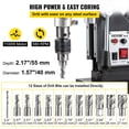 thumbnail image 4 of Magnetic Drill, 1100W 1.57" Boring Diameter, 2697lbf/12000N Portable Electric Mag Drill Press with 12 Drilling Bits, 580 RPM Max Speed Drilling Machine for any Surface and Home Improvement, 4 of 7