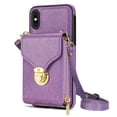 thumbnail image 2 of Nalacover Wallet Case for Apple iPhone XS Max,with Removable Adjustable Shoulder Strap,PU Leather Back Zipper Pocket Card Holder Stand Purse Shockproof Phone Case for Women Men,Purple, 2 of 10