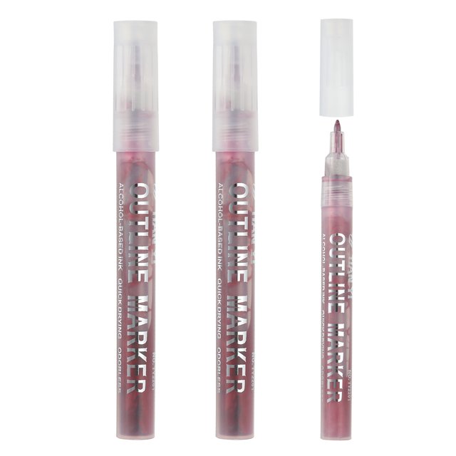 Metallic Marker Pens, 3 Pack Paint Pens Small Point Colored Markers Art Marker Pen, Red Silver