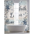 thumbnail image 5 of Vintage Farmhouse Sheer Curtains 96 Inch Length 2 Panels for Living Room, Blue Country Texas Star Vines Wooden Voile Kitchen Curtain Set, Luxury Privacy Drapes Window Treatment for Bedroom, 5 of 7