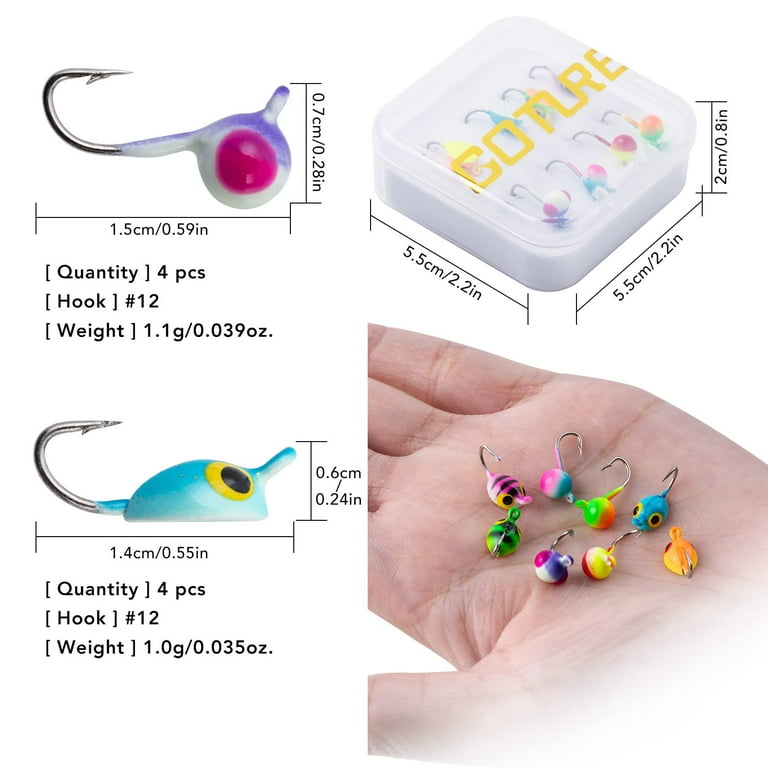 160 Pcs Tungsten Ice Fishing Jigs Kit With Glow Soft Plastic Worms - UV Lures For Walleye, Crappie, Panfish & Trout | Winter Ice Fishing Gear & Tackle Set