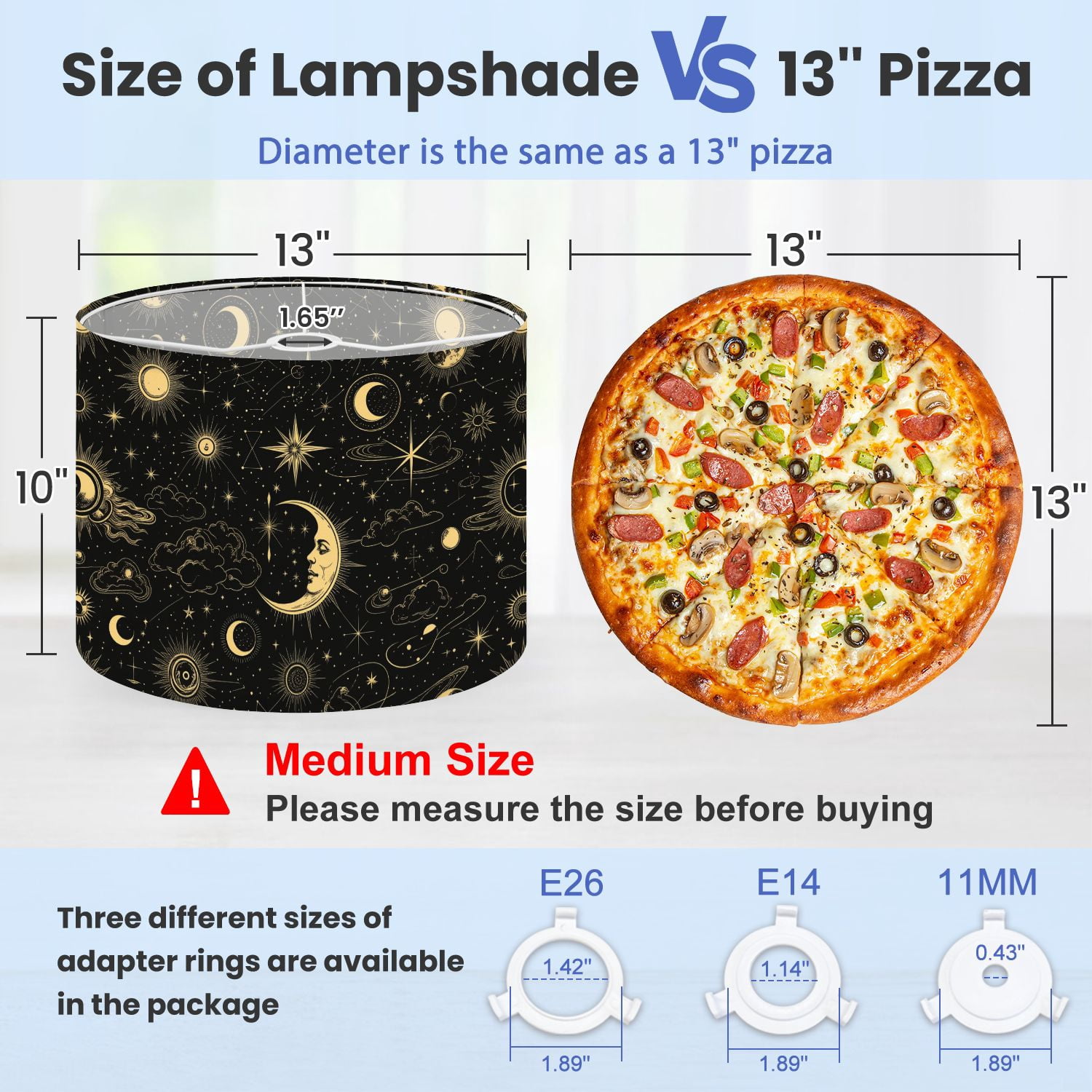 Lamp Shades Set of 2 Magic seamless sun constellations moons stars Gold mystic 13" x 13" x 10" Lampshade for Table Lamps Floor Lamps Lamp Shade Replacement Easy Assembly Required