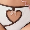 thumbnail image 4 of Ozmmyan Womens Low Rise Ribbed Cotton Bikini Panties Heart Cutout Bow Detail Breathable Cheeky Underwear, 4 of 5