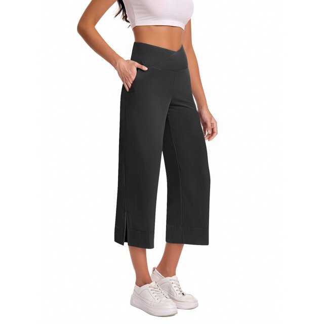 TaTaai Women's High Waisted Yoga Capri Pants Stretchy 7/8 Length Work Casual Lounge Bottoms Non See Through Tummy Control Athletic Gym Gift