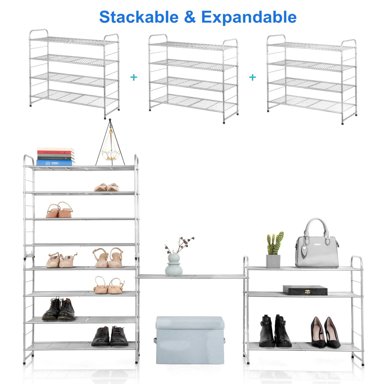 Bextsrack 4-Tier Shoe Rack, Stackable and Adjustable Multi