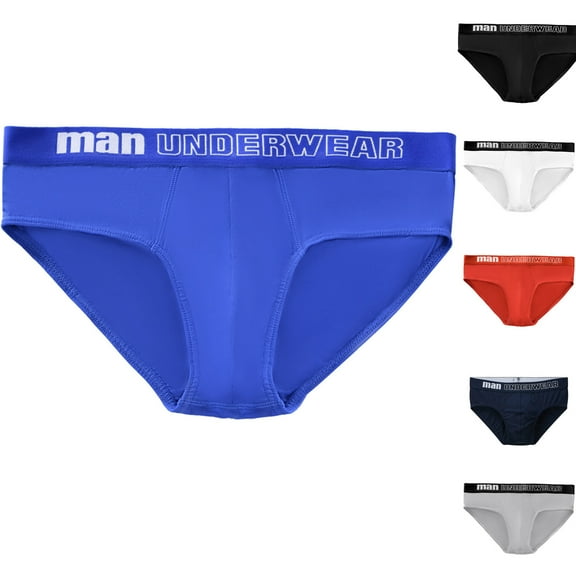 Bixock Cotton Underwear for Men Boxers Mid Waist Briefs Solid Color Soft Breathable Stretch with Elastic Waistband Briefs