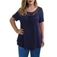 thumbnail image 2 of Traleubie Women Plus Size Short Sleeve Tops Casual Lace Pleated Tunic Tops m-4x, 2 of 4
