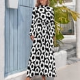 thumbnail image 4 of Retro Flower Power Dress High Waist Black and White Graphic Bohemia Dresses Long Sleeve Stylish Long Maxi Dress Elegant Clothes, 4 of 5