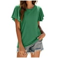 thumbnail image 1 of Blouses à Manches Courtes pour Femmes Mode Été Col Rond Uni Haut Sexy Blouse Sexy Hauts d'Été pour Femmes Hauts à Manches Courtes Blouse à Manches Courtes pour Femmes, 1 of 7