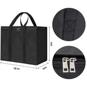 Tripumer 2 Pack Large Insulated Grocery Shopping Bags Reusable Bag Thermal Zipper Collapsible Tote Cooler Food Transport Hot and Cold for Instacart Camping Black