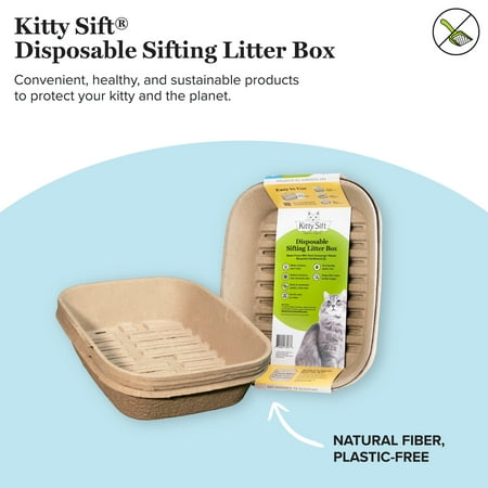 Kitty Sift Eco-Friendly Disposable Sifting Litter Box Kit  Jumbo (1 Litter Box  5 Sifting Liners)