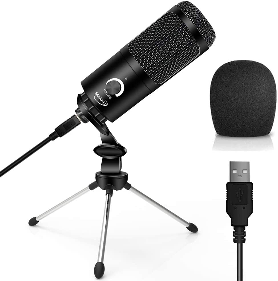 Streaming Podcasting Golden Rose Gaming on PC and Mac Generic USB Microphone Desktop- Computer Condenser PC Mic with Tripod Stand and Rotary Knob for Recording