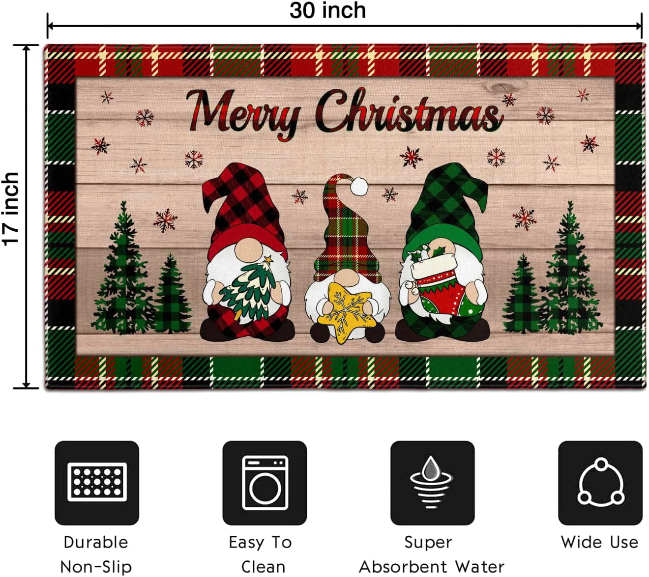 Heruiker Christmas Rugs 23”x70”Christmas Decorative Doormat Indoor