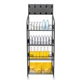 thumbnail image 2 of SHZICMY 4-Tier Mobile Retail Display Rack Snack Storage Organizer Basket Stand Cart+Hook, 2 of 23