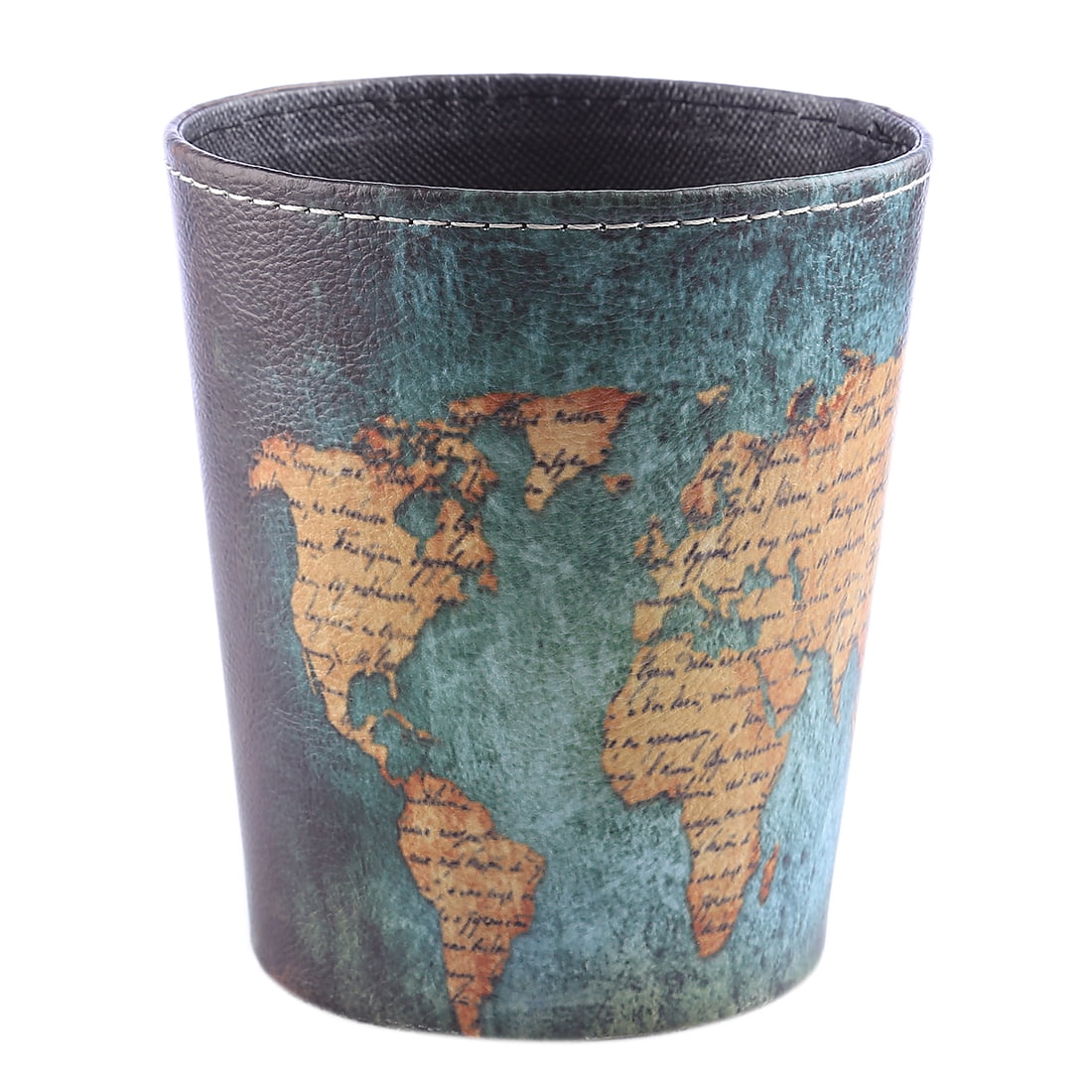 Leather Wastebasket Round Trash Can Desk Waterproof Little Waste