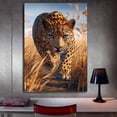 thumbnail image 3 of Mudket Framed Wild Leopard Canvas Wall Art, Leopard with Blue Eyes in Grass Print, Trendy Animal Wall Decor for Living Room Office - 12"L x 8"W, 3 of 10